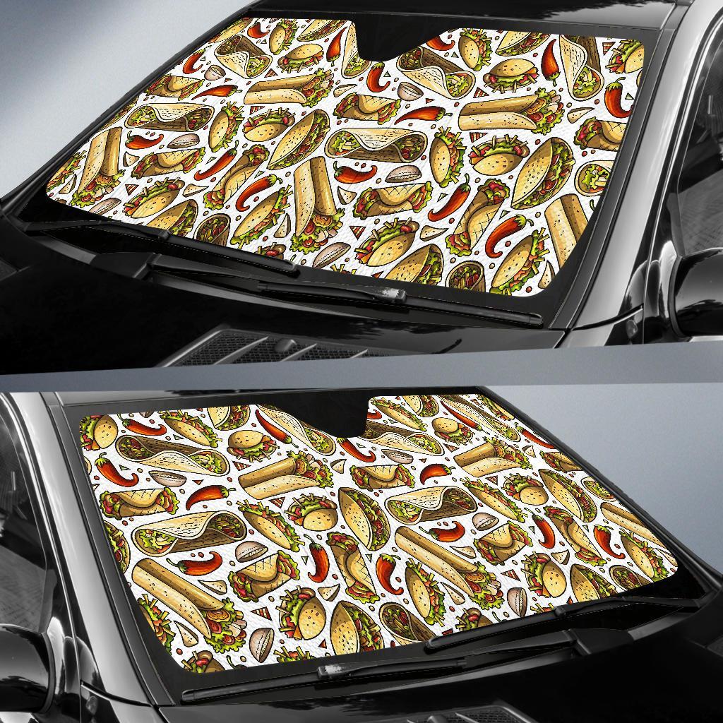 Pattern Print Taco Car Sun Shade-grizzshop