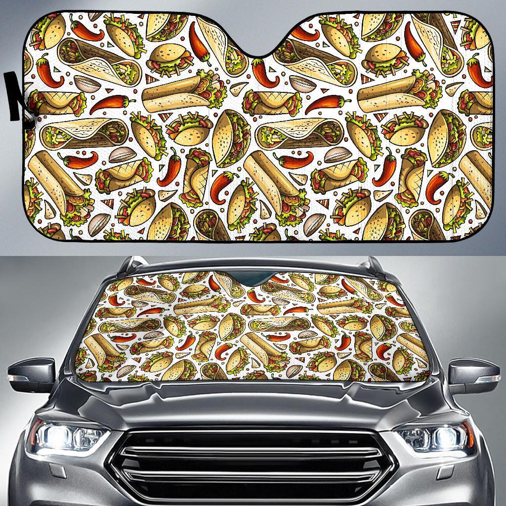 Pattern Print Taco Car Sun Shade-grizzshop