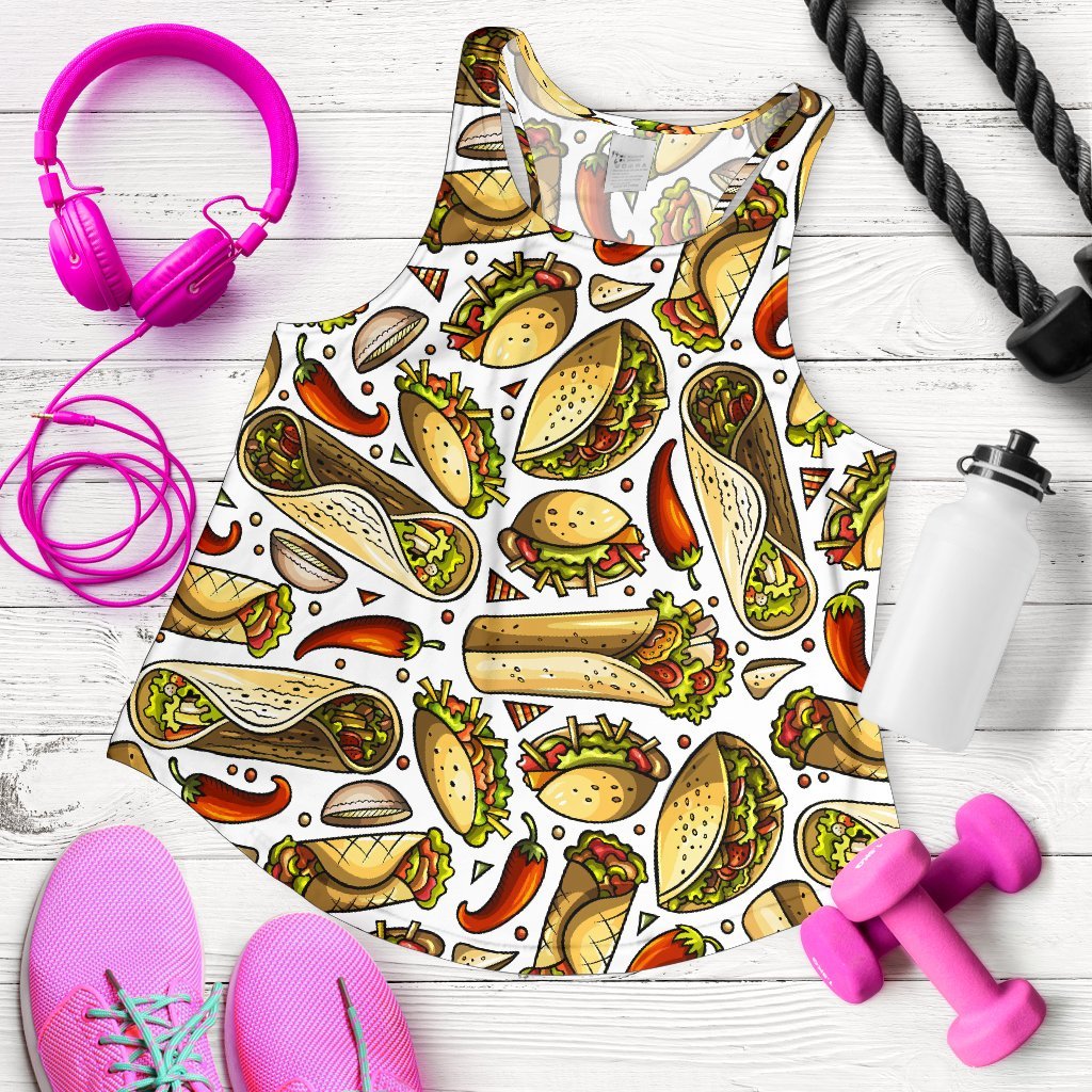 Pattern Print Taco Women's Racerback Tank Tops-grizzshop