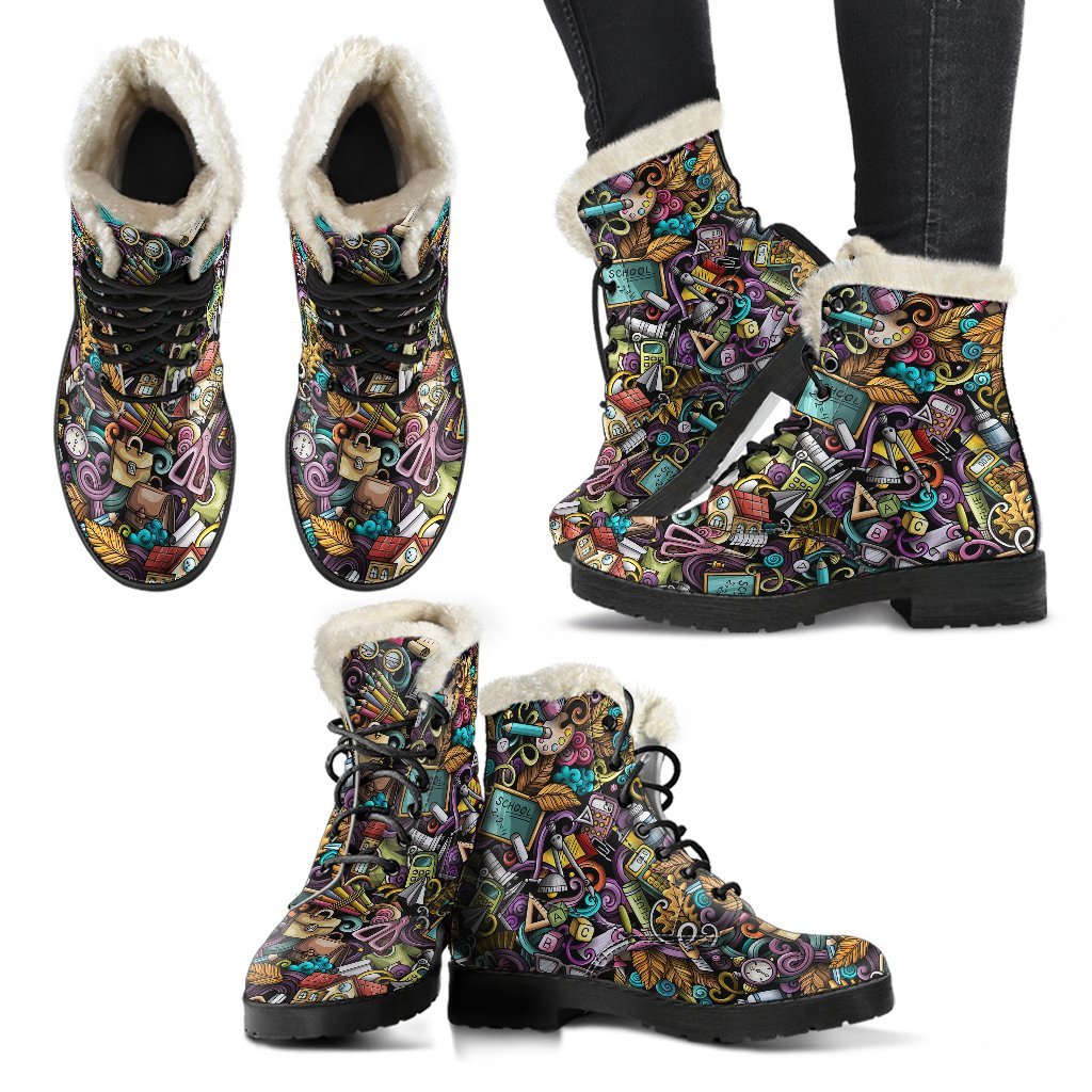 Pattern Print Teacher Comfy Winter Boots-grizzshop