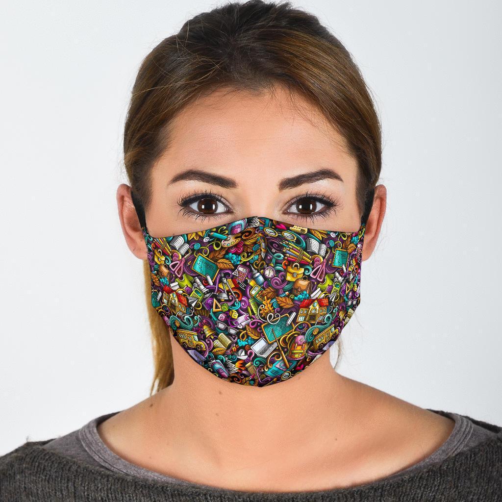 Pattern Print Teacher Face Mask-grizzshop