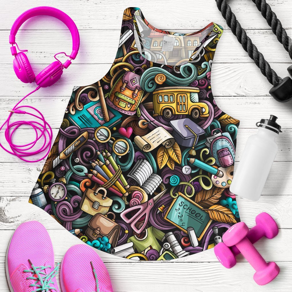 Pattern Print Teacher Women's Racerback Tank Tops-grizzshop