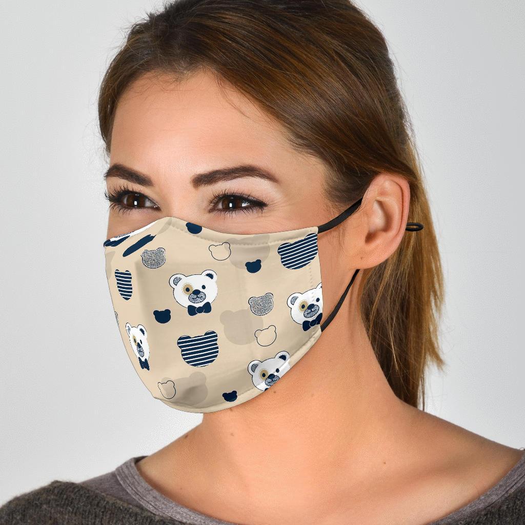 Pattern Print Teddy Bear Face Mask-grizzshop
