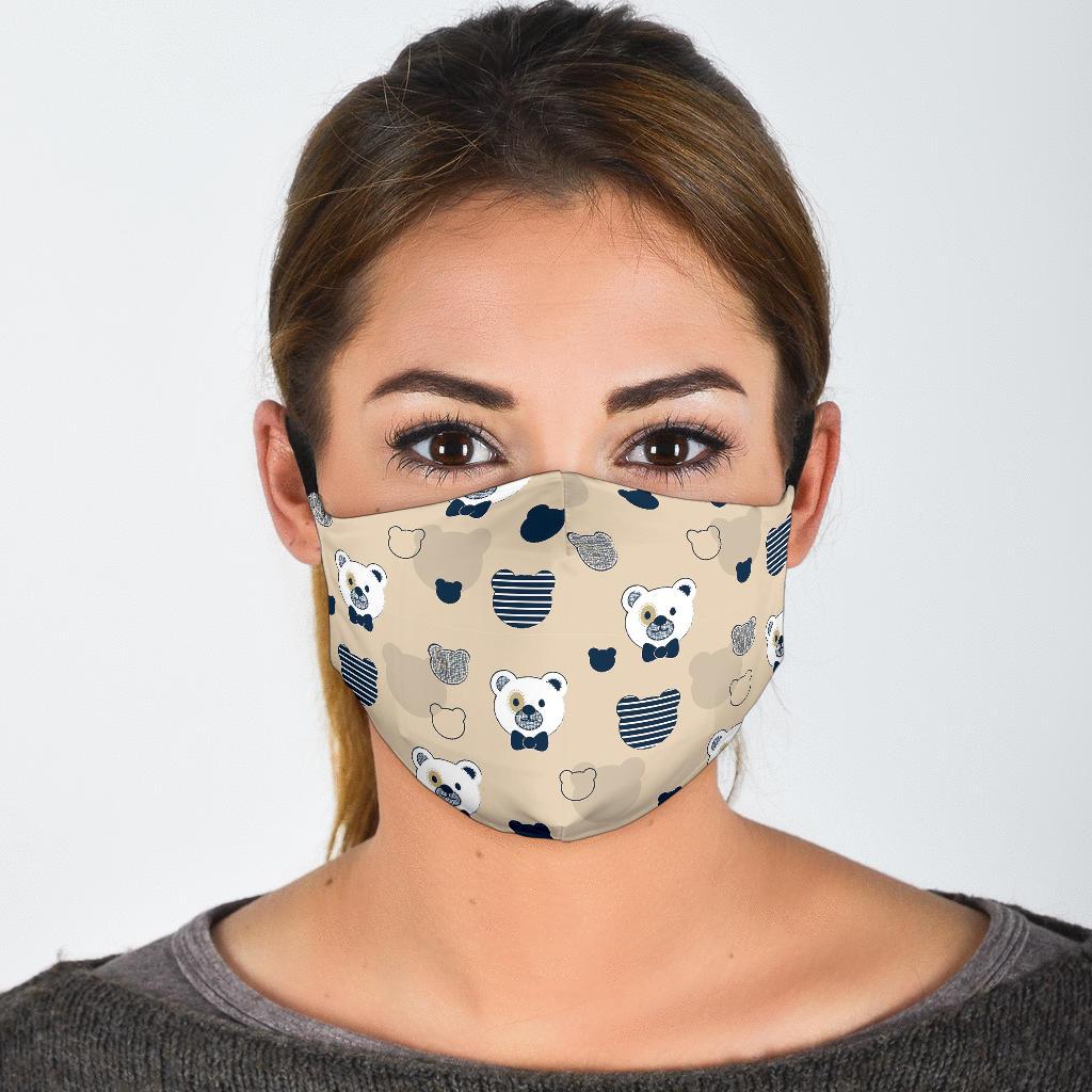 Pattern Print Teddy Bear Face Mask-grizzshop