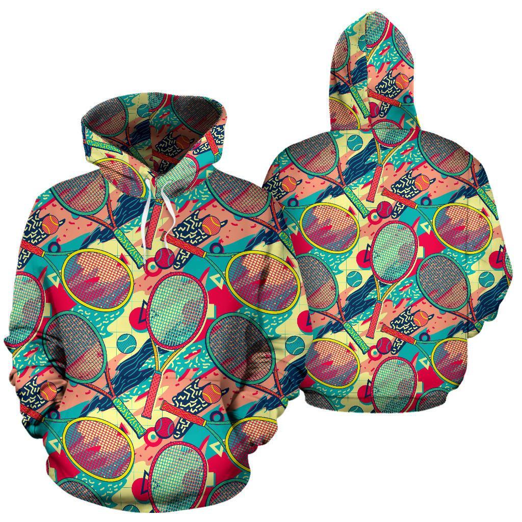 Pattern Print Tennis Men Women Pullover Hoodie-grizzshop
