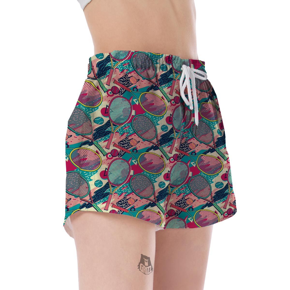 Pattern Print Tennis Women's Shorts-grizzshop