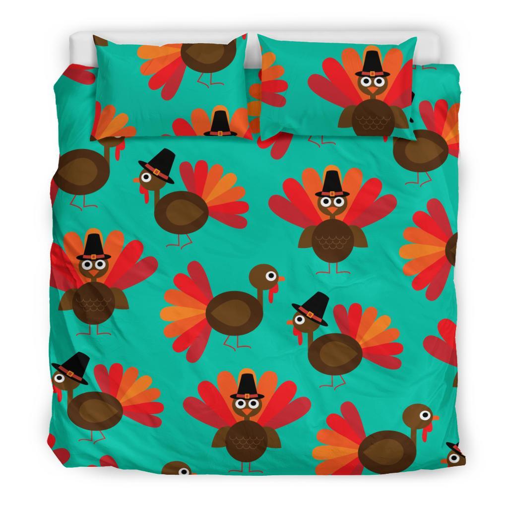 Pattern Print Thankgiving Turkey Duvet Cover Bedding Set-grizzshop