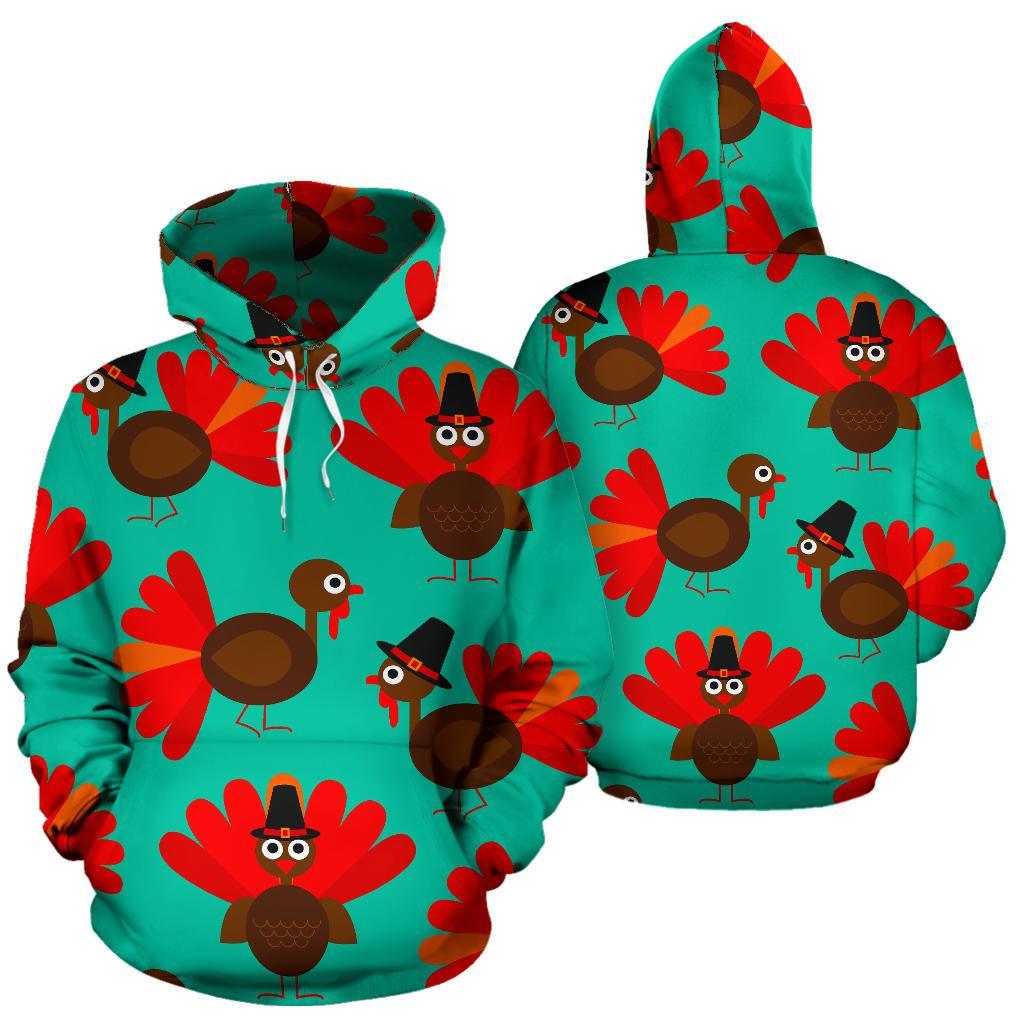 Pattern Print Thankgiving Turkey Men Women Pullover Hoodie-grizzshop