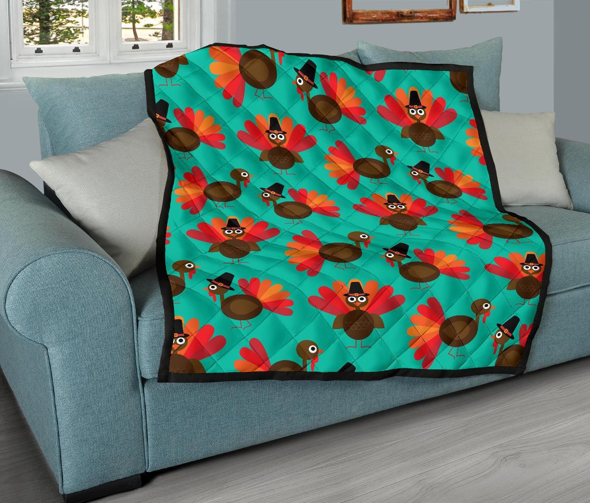 Pattern Print Thankgiving Turkey Quilt-grizzshop