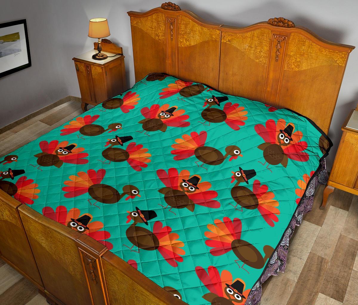 Pattern Print Thankgiving Turkey Quilt-grizzshop
