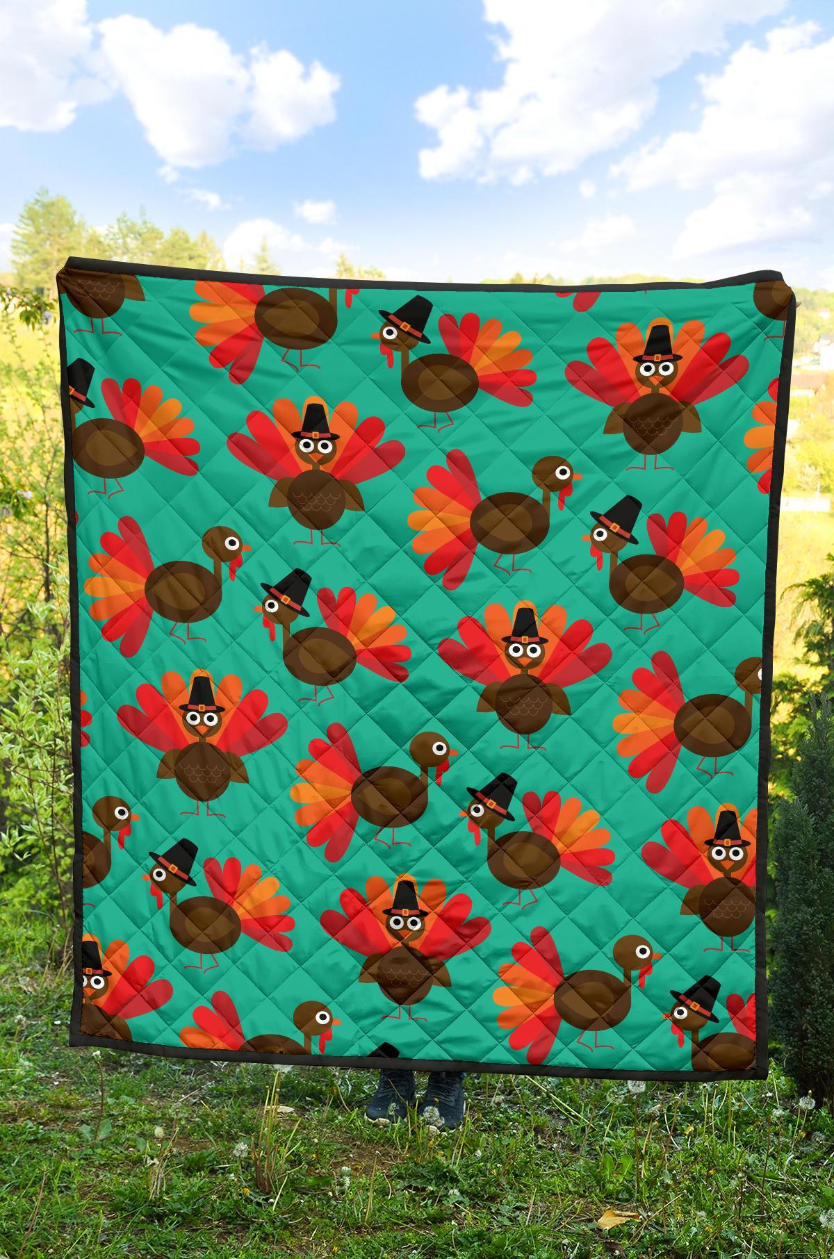 Pattern Print Thankgiving Turkey Quilt-grizzshop