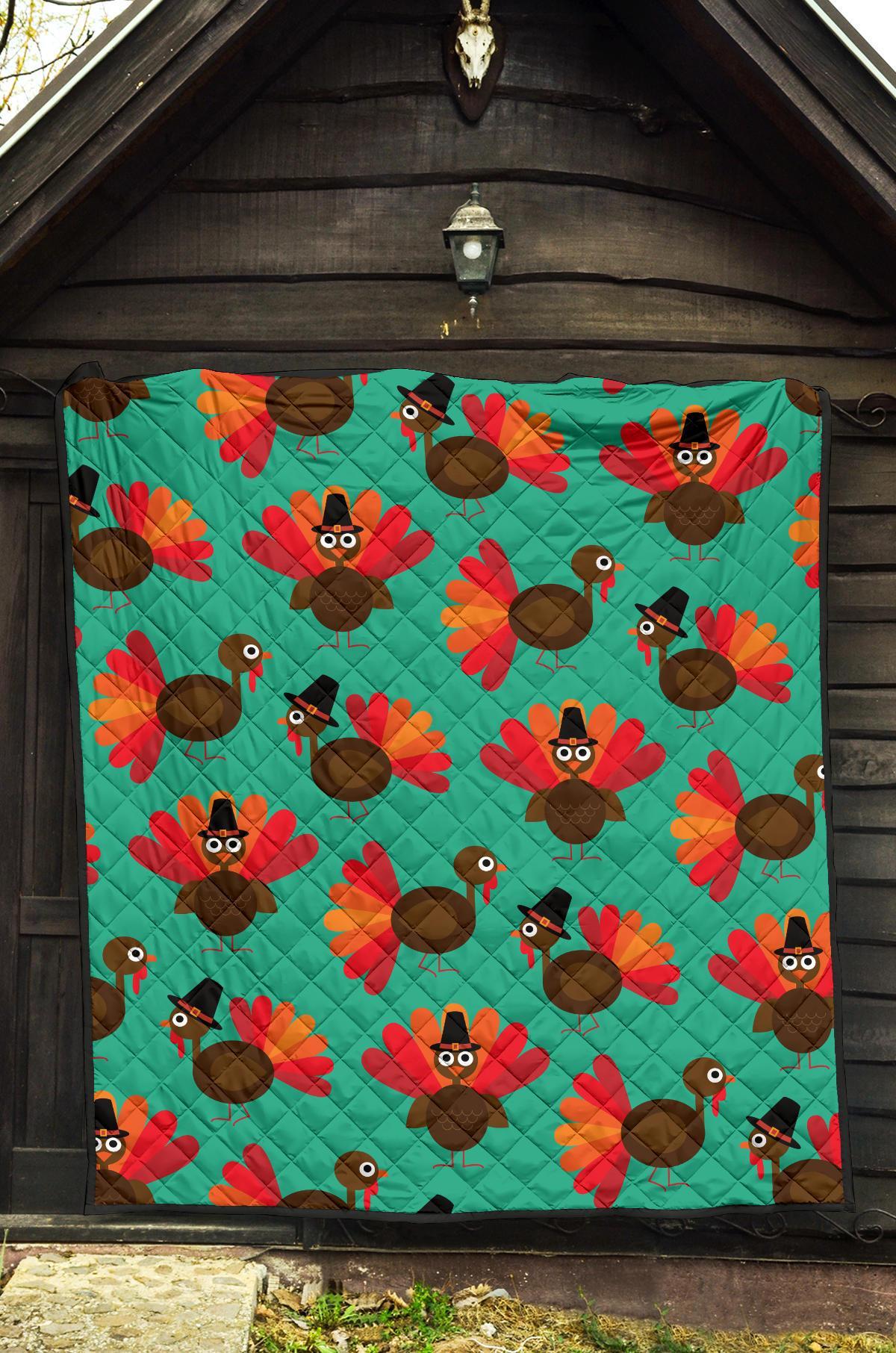 Pattern Print Thankgiving Turkey Quilt-grizzshop
