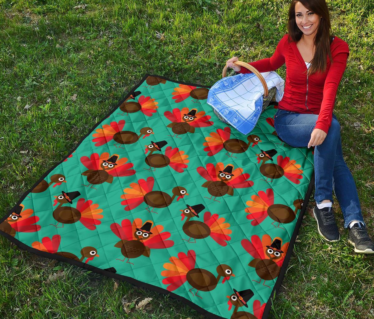 Pattern Print Thankgiving Turkey Quilt-grizzshop