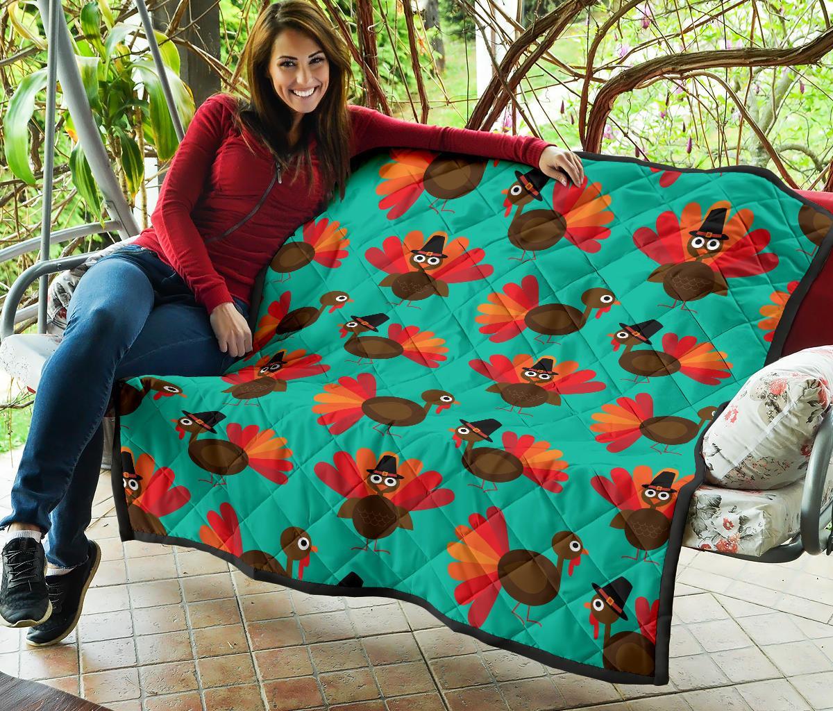 Pattern Print Thankgiving Turkey Quilt-grizzshop