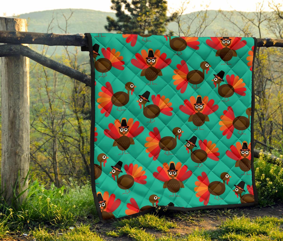 Pattern Print Thankgiving Turkey Quilt-grizzshop