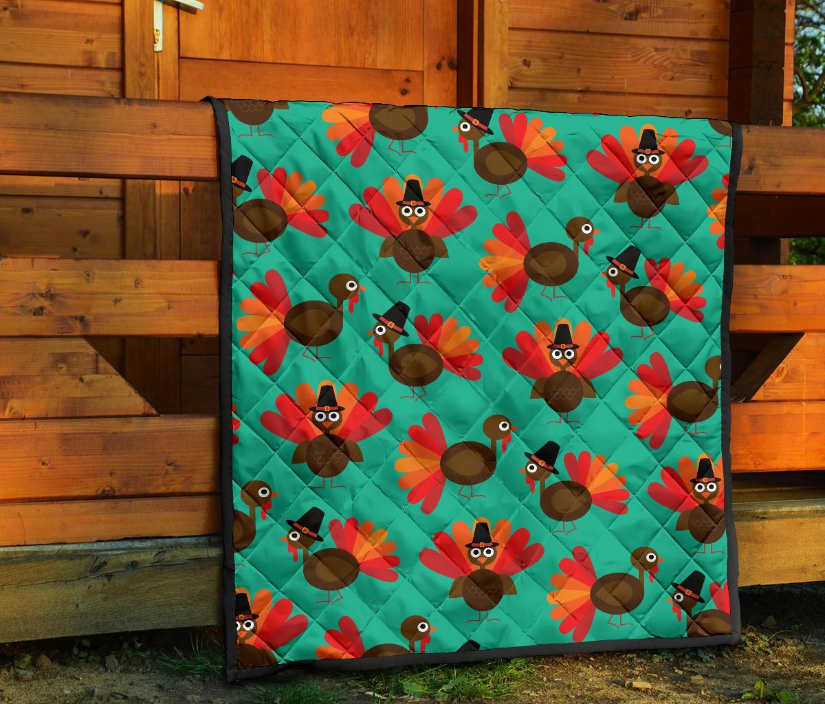 Pattern Print Thankgiving Turkey Quilt-grizzshop