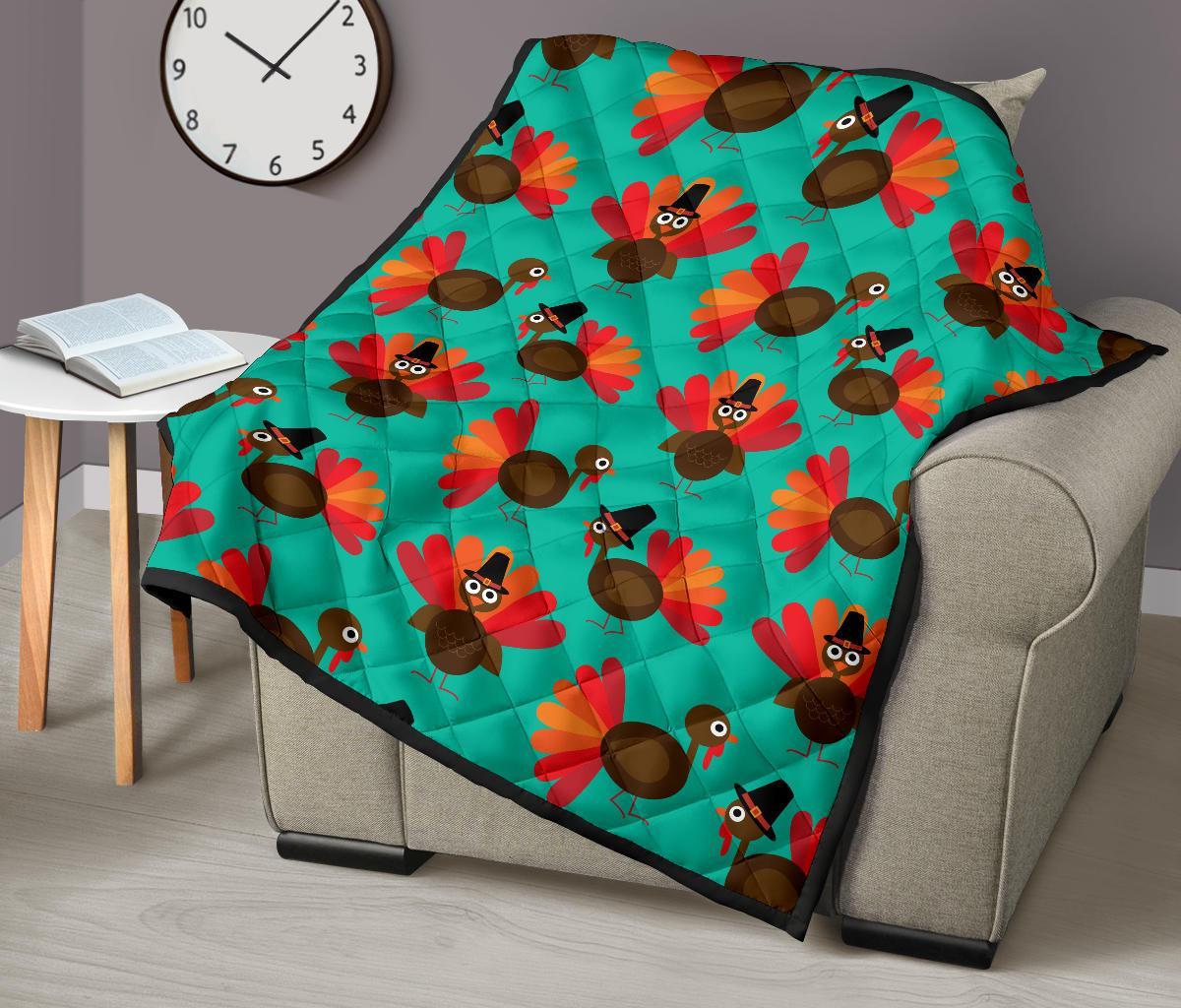 Pattern Print Thankgiving Turkey Quilt-grizzshop