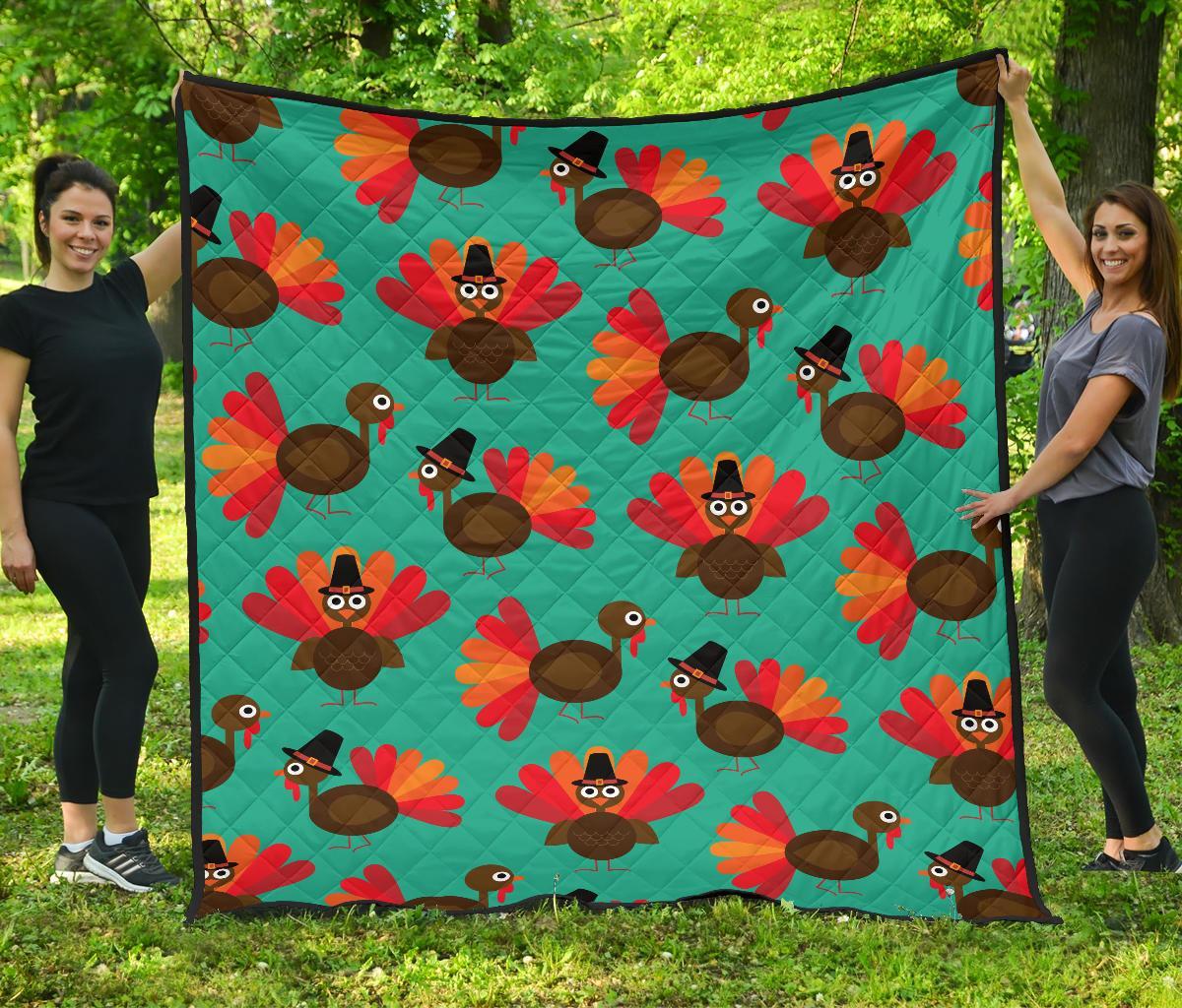 Pattern Print Thankgiving Turkey Quilt-grizzshop