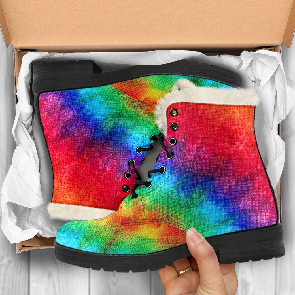 Pattern Print Tie Dye Comfy Winter Boots-grizzshop