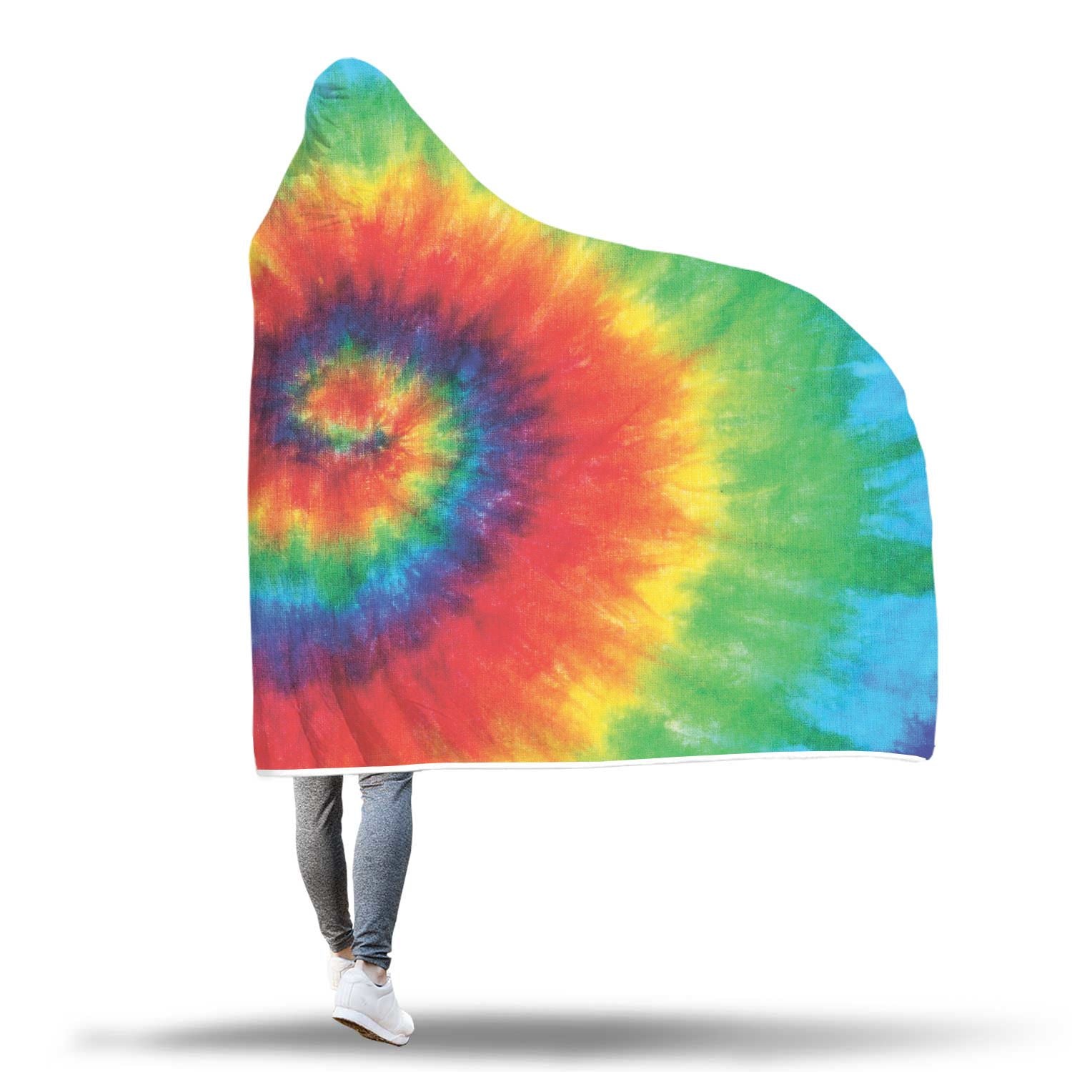Pattern Print Tie Dye Hooded Blanket-grizzshop