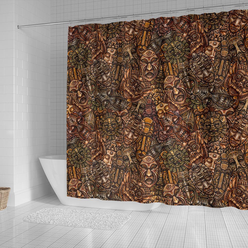 Pattern Print Totem Bathroom Shower Curtain-grizzshop
