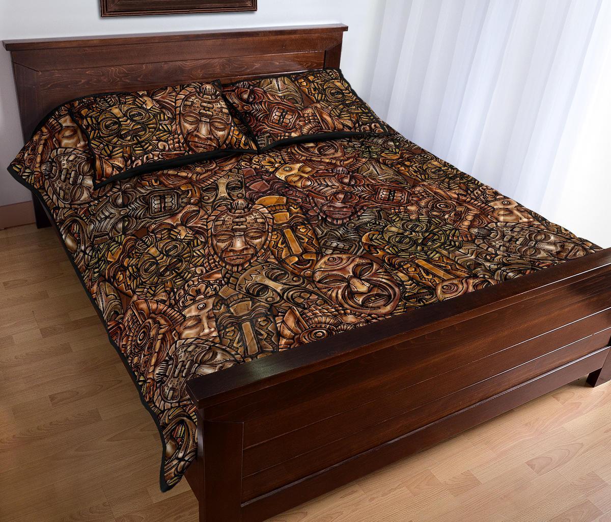 Pattern Print Totem Bed Set Quilt-grizzshop
