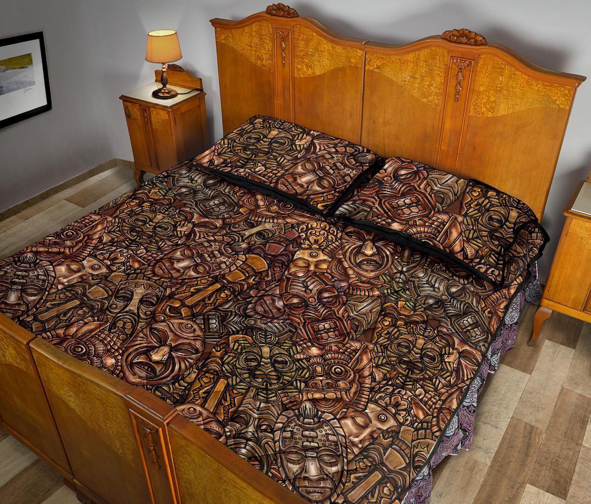 Pattern Print Totem Bed Set Quilt-grizzshop