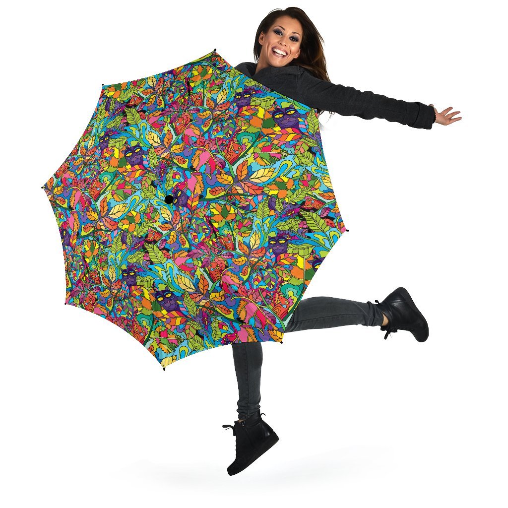 Pattern Print Trippy Automatic Foldable Umbrella-grizzshop