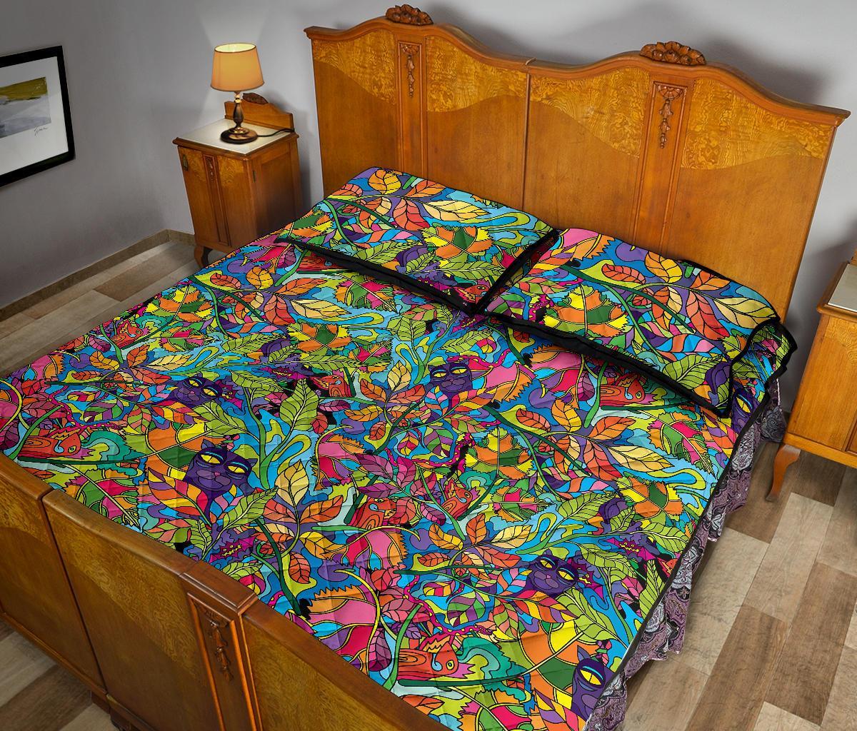 Pattern Print Trippy Bed Set Quilt-grizzshop