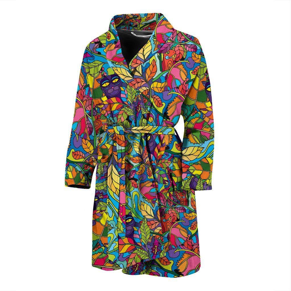 Pattern Print Trippy Men Long Robe-grizzshop