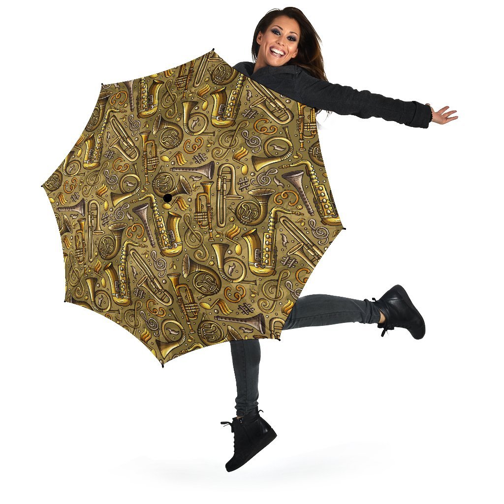 Pattern Print Trumpet Automatic Foldable Umbrella-grizzshop