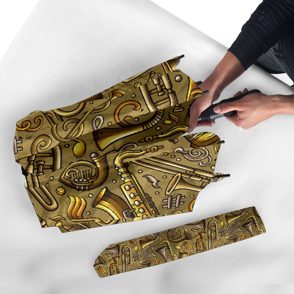 Pattern Print Trumpet Automatic Foldable Umbrella-grizzshop