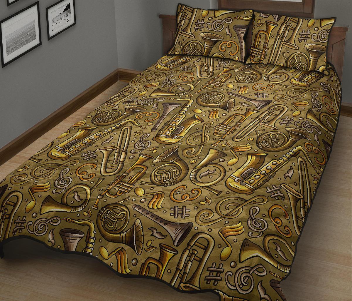 Pattern Print Trumpet Bed Set Quilt-grizzshop
