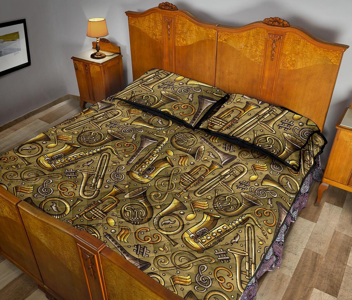 Pattern Print Trumpet Bed Set Quilt-grizzshop