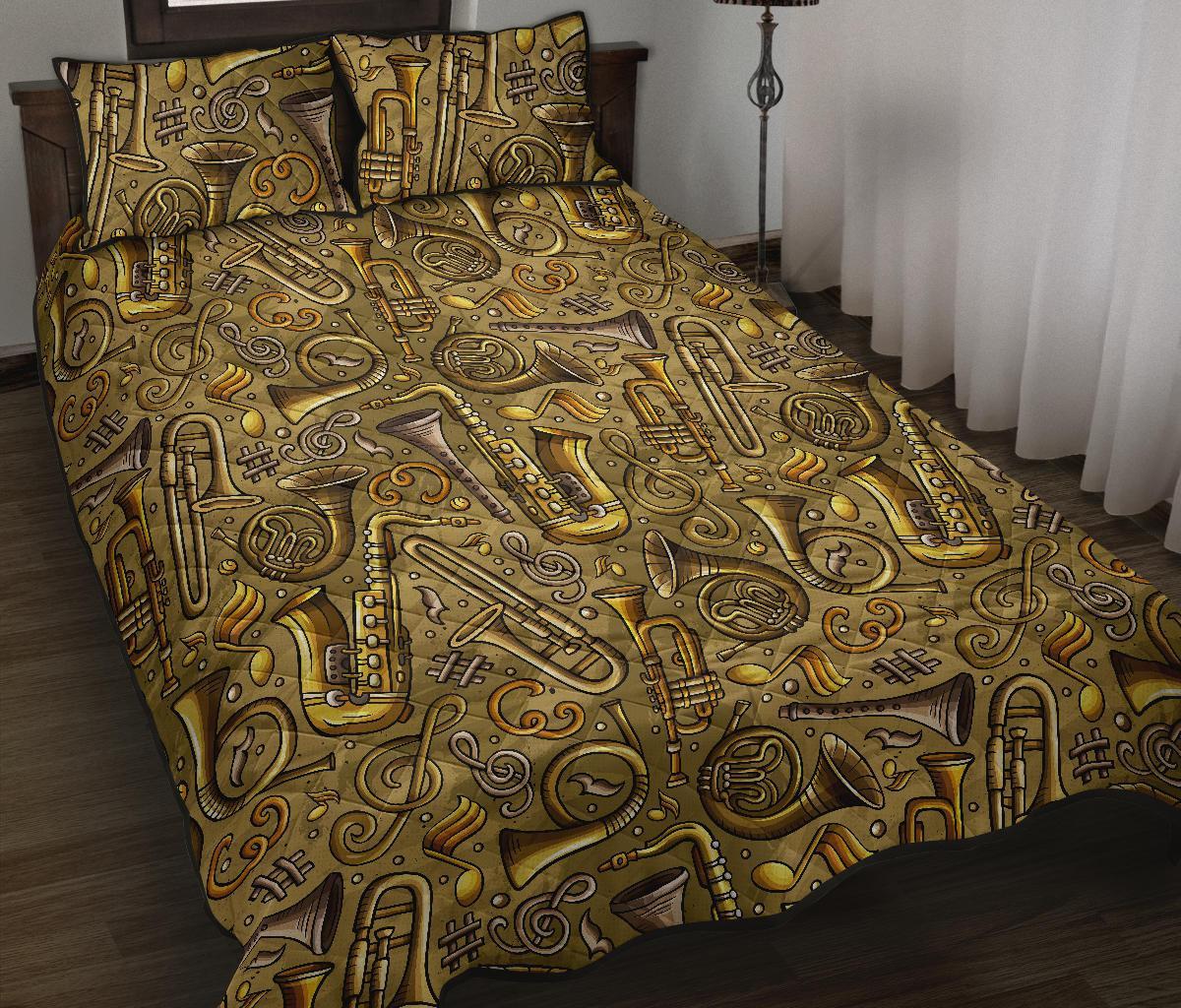 Pattern Print Trumpet Bed Set Quilt-grizzshop