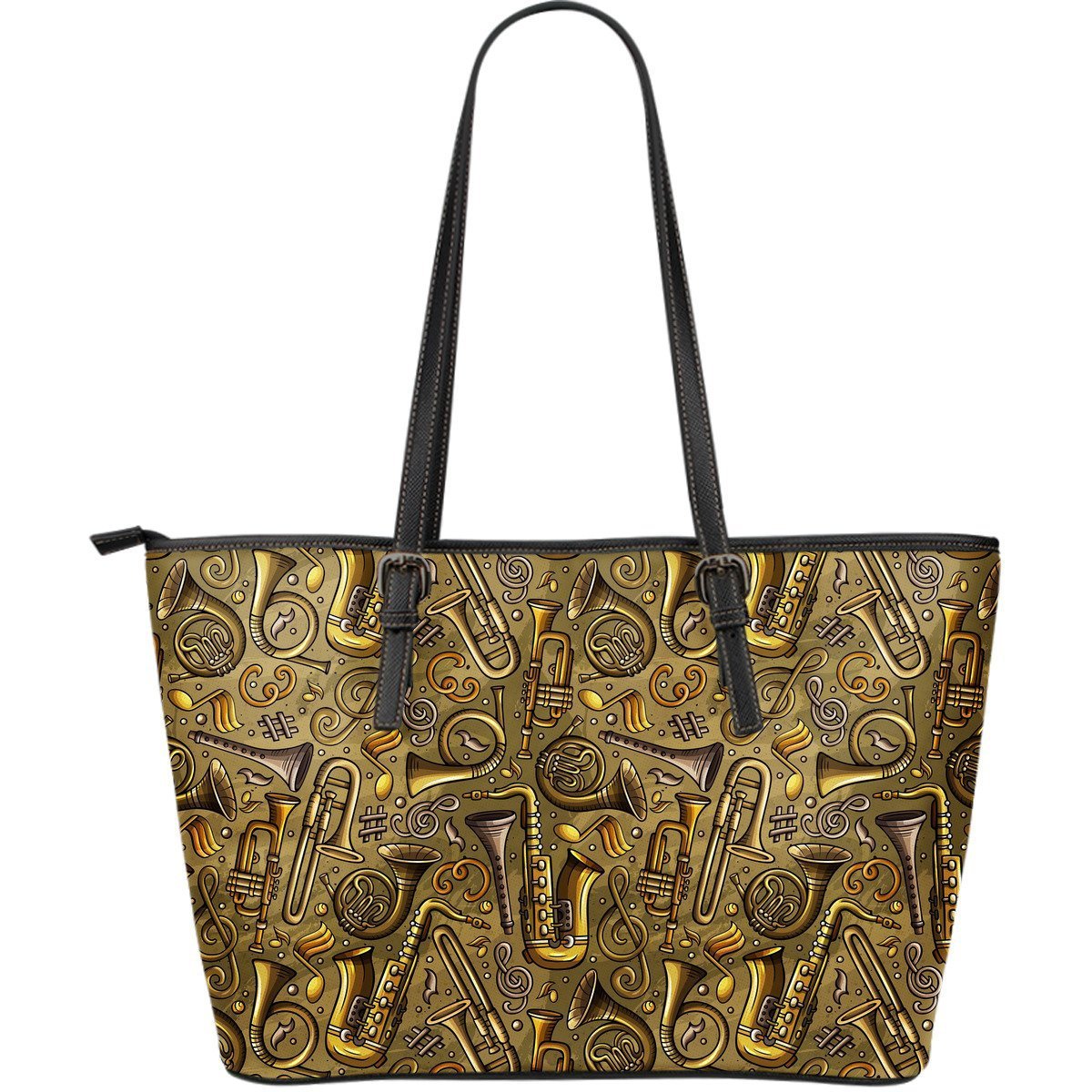 Pattern Print Trumpet Leather Tote Bag-grizzshop