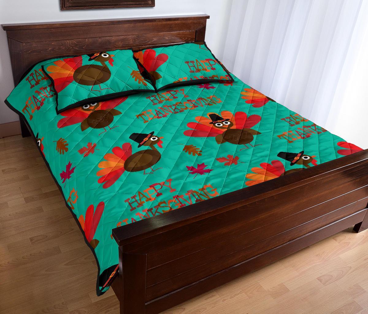 Pattern Print Turkey Thankgiving Bed Set Quilt-grizzshop