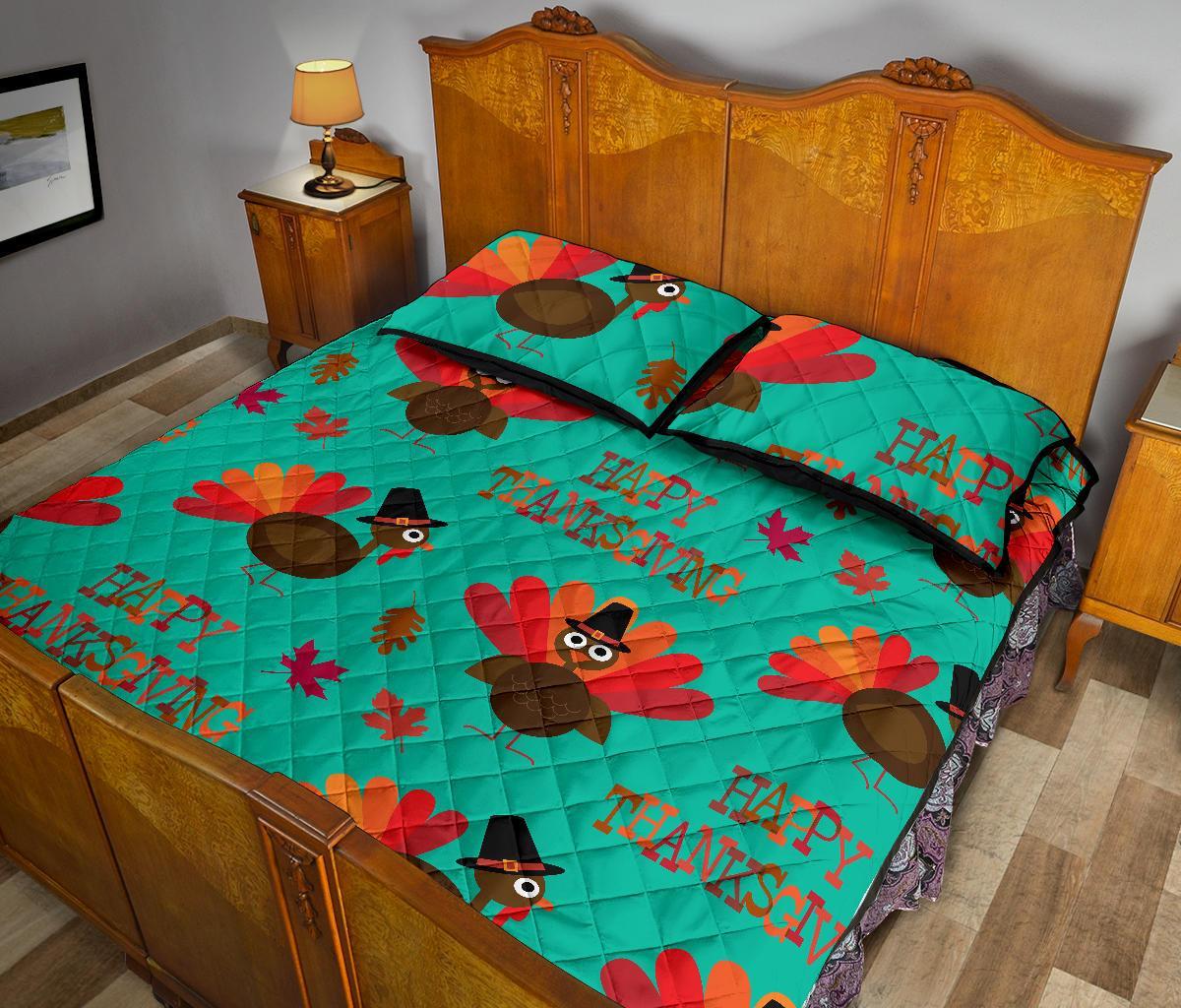 Pattern Print Turkey Thankgiving Bed Set Quilt-grizzshop