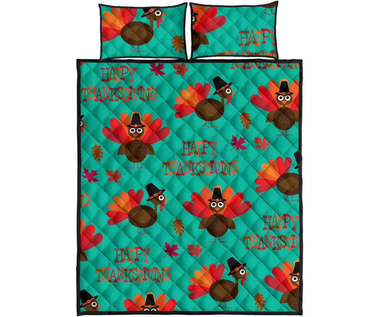 Pattern Print Turkey Thankgiving Bed Set Quilt-grizzshop