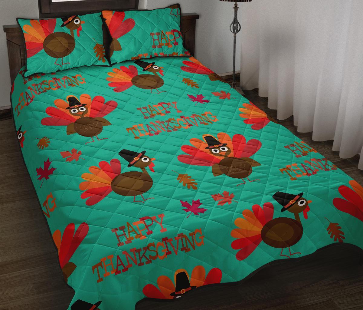 Pattern Print Turkey Thankgiving Bed Set Quilt-grizzshop