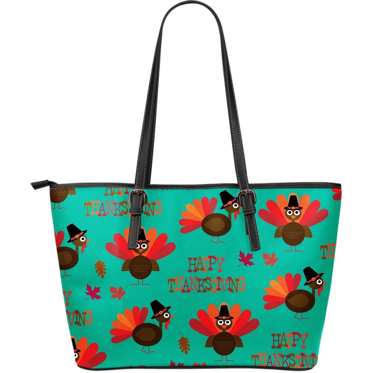 Pattern Print Turkey Thankgiving Leather Tote Bag-grizzshop