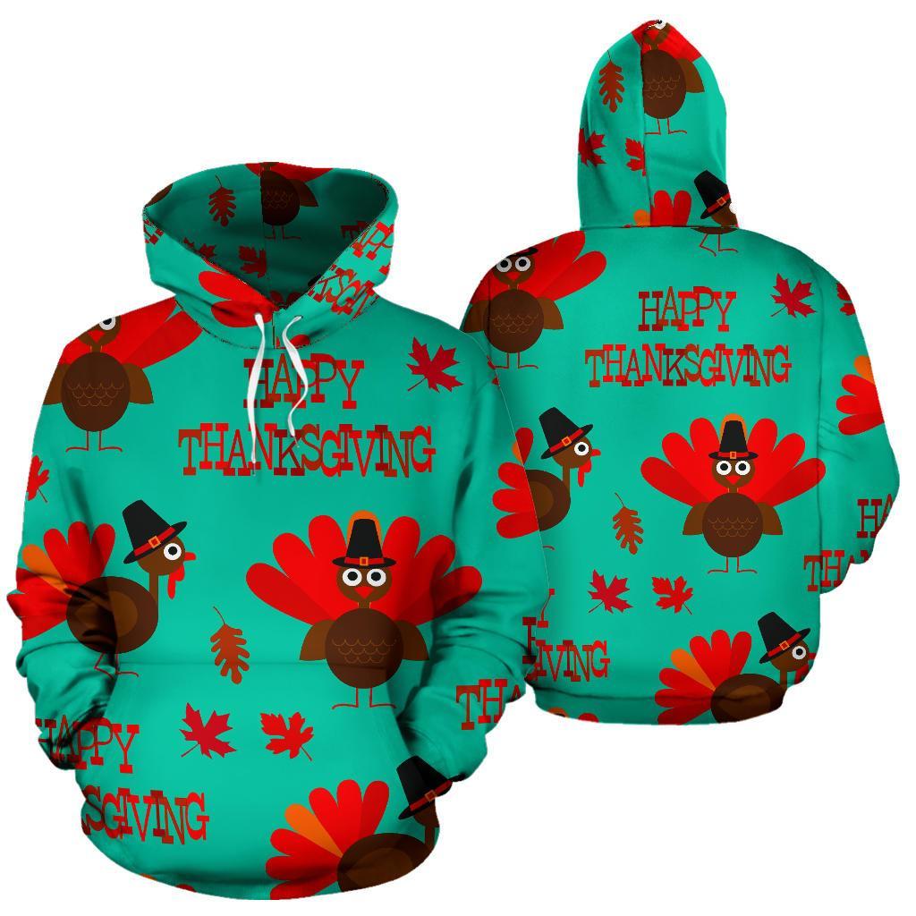 Pattern Print Turkey Thankgiving Men Women Pullover Hoodie-grizzshop