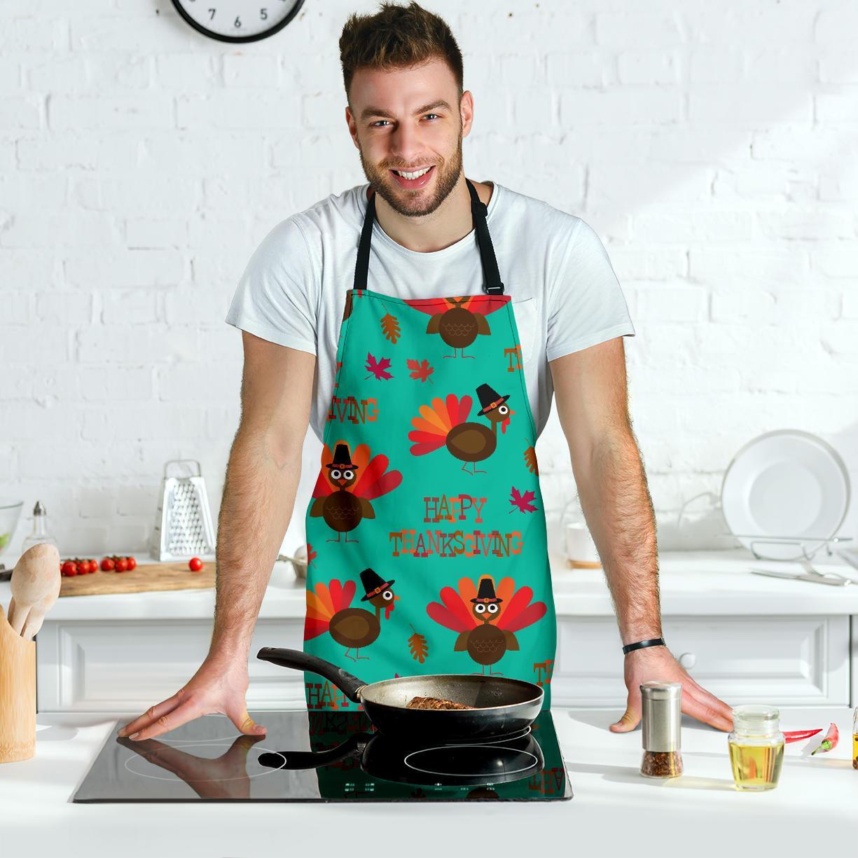 Pattern Print Turkey Thankgiving Men's Apron-grizzshop