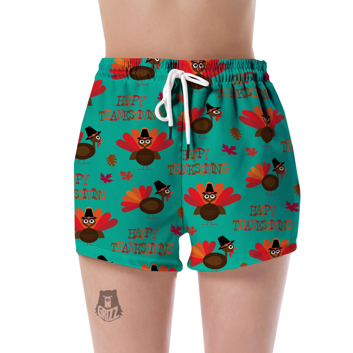 Pattern Print Turkey Thankgiving Women's Shorts-grizzshop
