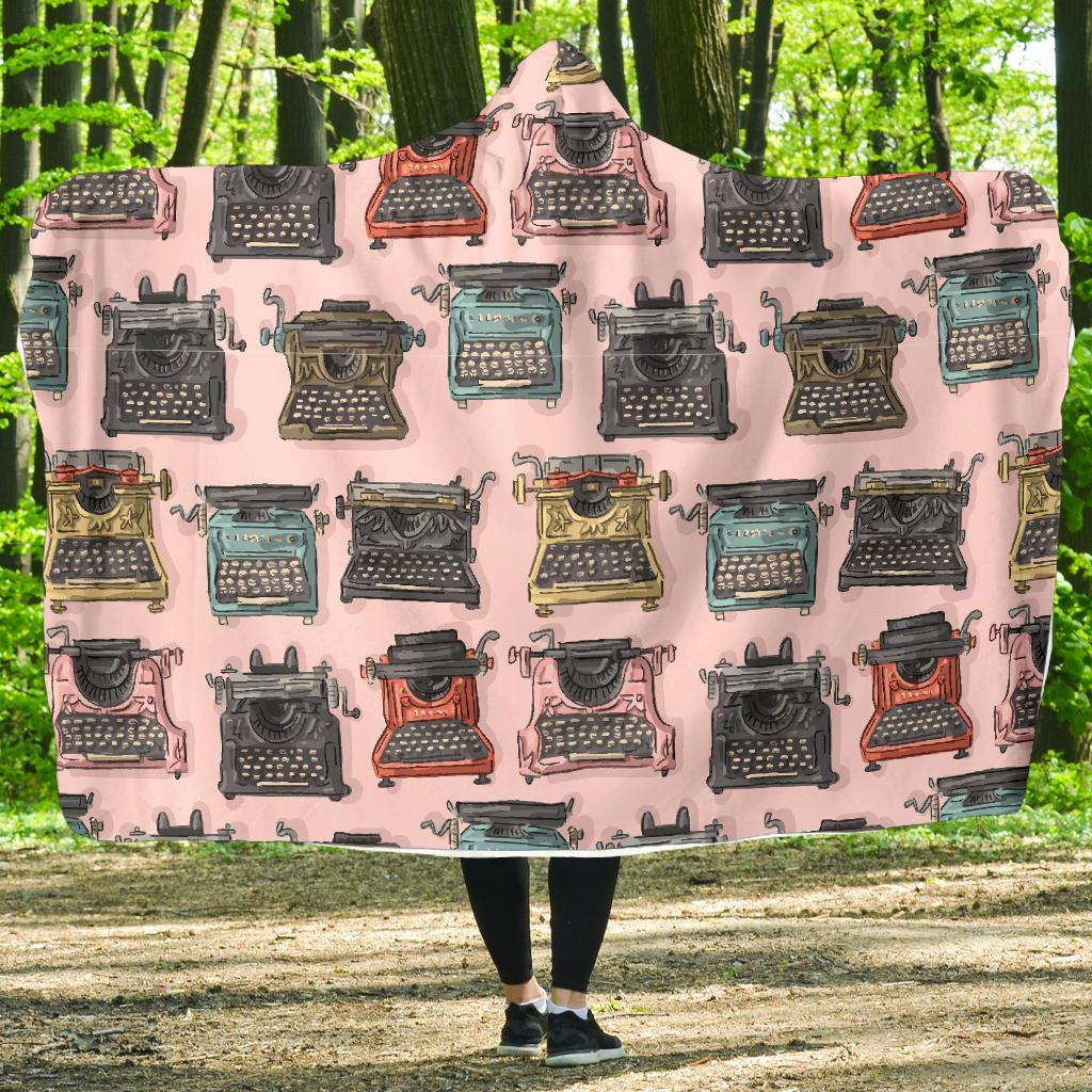Pattern Print Typewriter Hooded Blanket-grizzshop