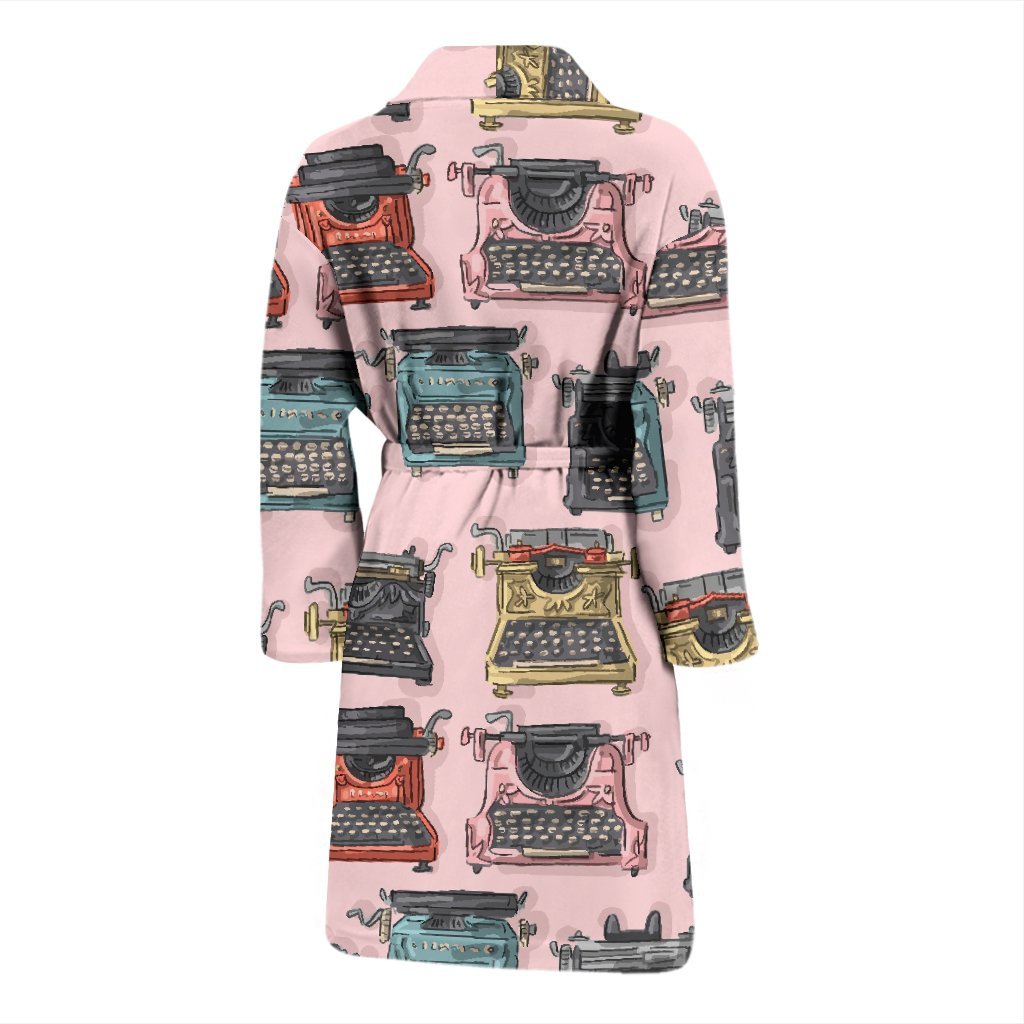 Pattern Print Typewriter Men Long Robe-grizzshop