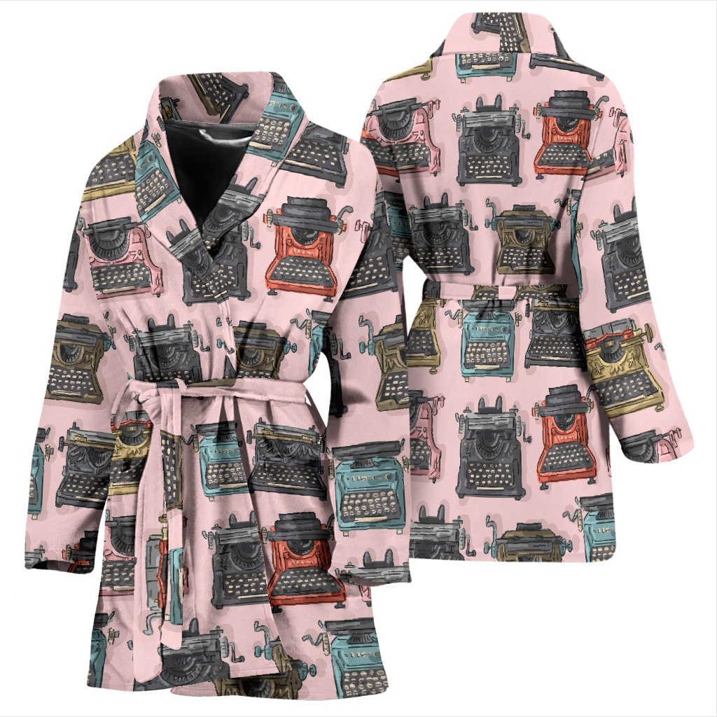 Pattern Print Typewriter Pattern Print Women Long Robe-grizzshop