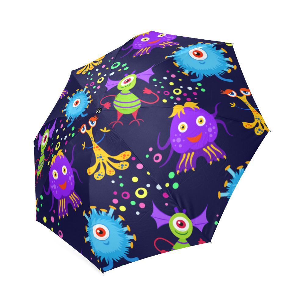 Pattern Print Ufo Alien Foldable Umbrella-grizzshop