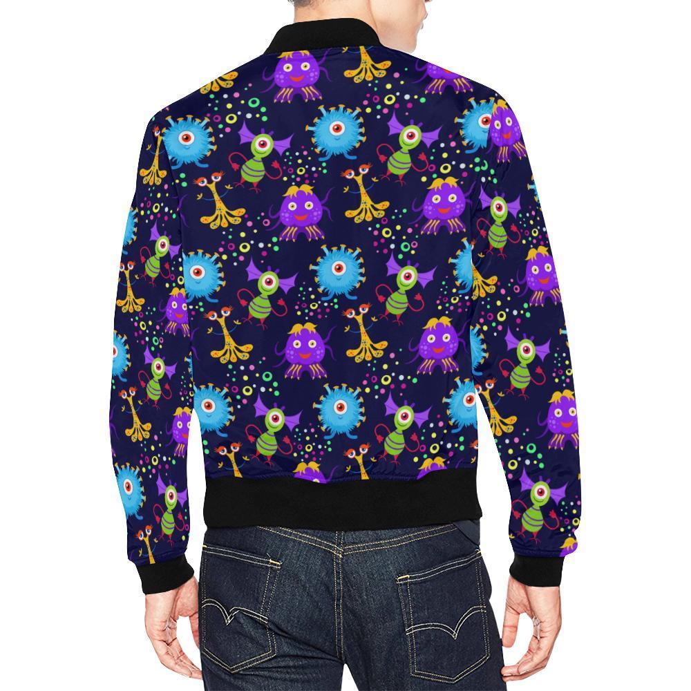Pattern Print Ufo Alien Men's Bomber Jacket-grizzshop