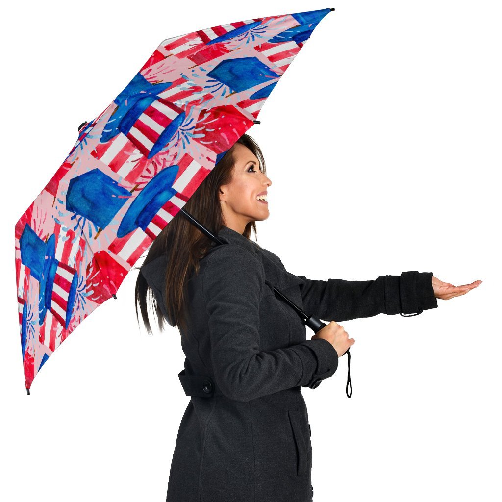 Pattern Print Uncle Sam Automatic Foldable Umbrella-grizzshop